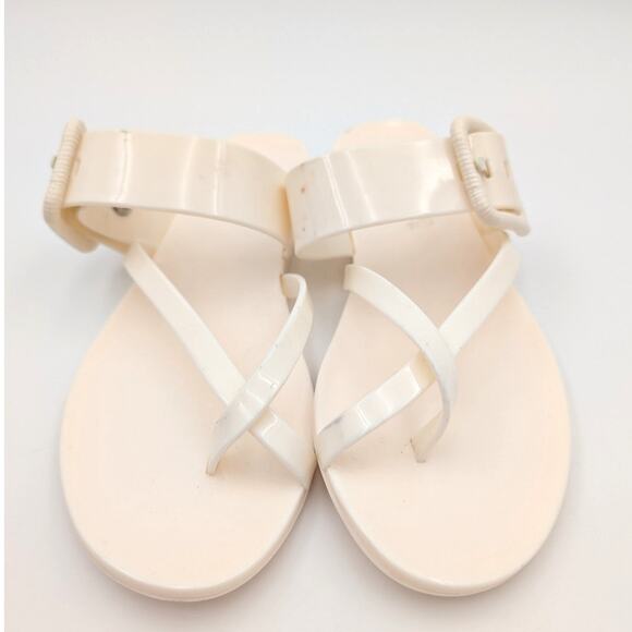 Veronica Beard Salva Jelly Thong Flat Sandal Women's Off White Size US7M EU38 - Picture 2 of 13